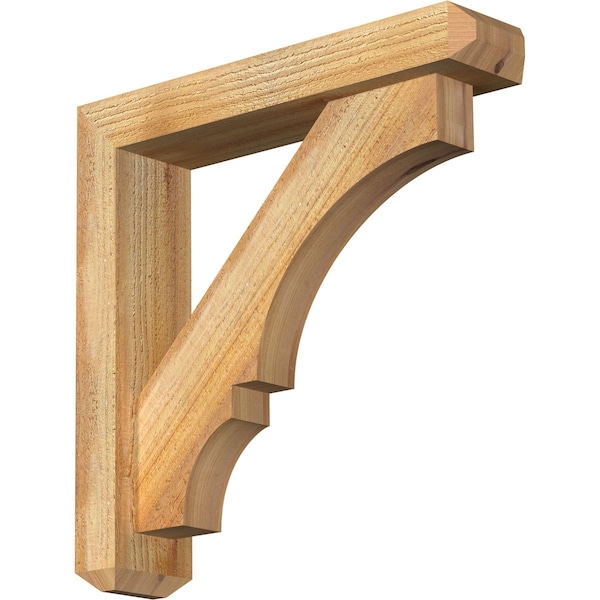 Ekena Millwork Balboa Craftsman Rough Sawn Bracket w/ Offset Brace, Western Red Cedar, 4"W x 18"D x 18"H BKT0402X18X18BOA04RWR - main